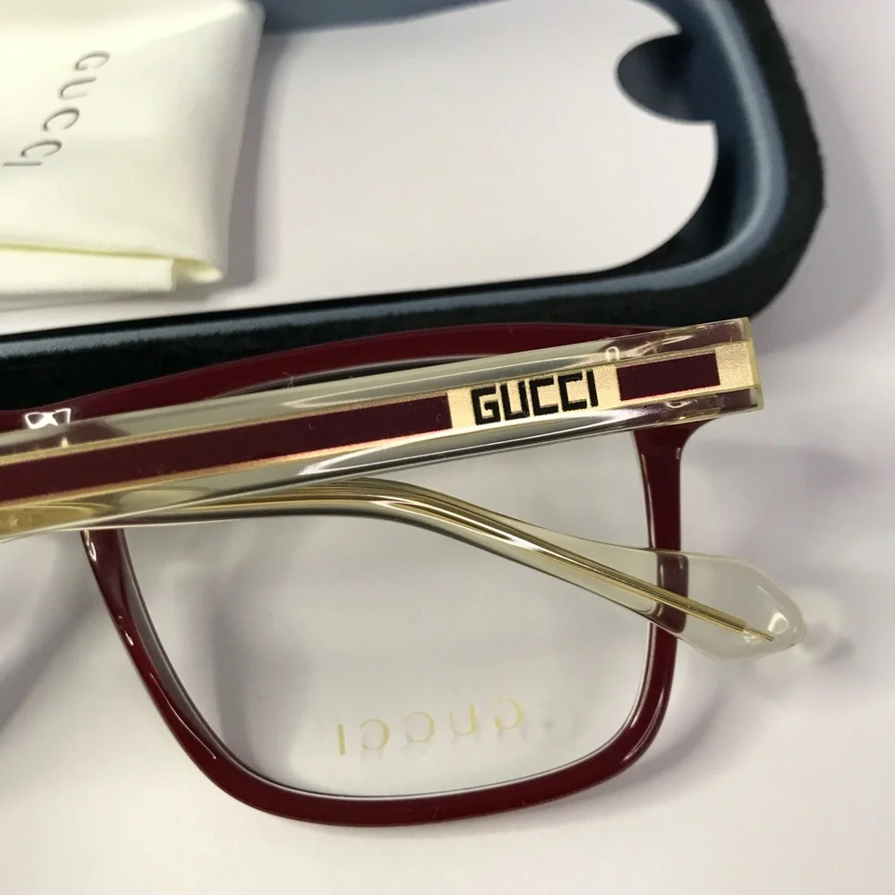Gucci Men GG0561ON 003 Red CRYSTAL Rectangle/Square Eyeglasses
